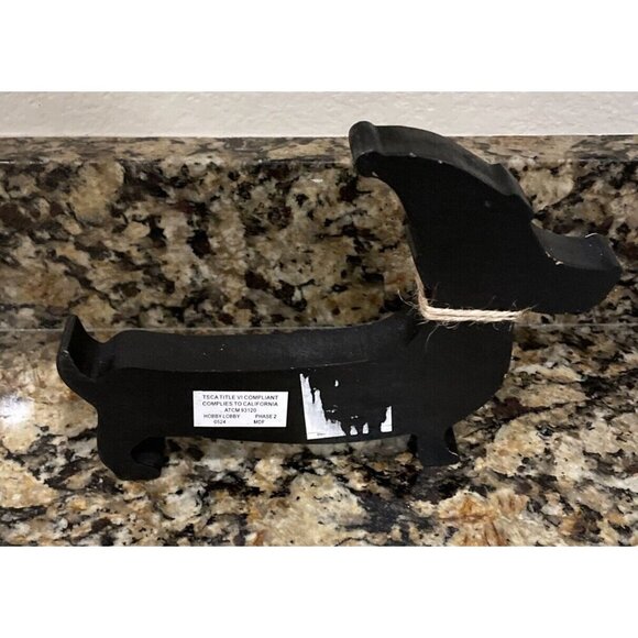 Dachshund Black Wooden Christmas Decor‎ Shelf Sitter Santa Its A Long Story NEW - Picture 2 of 4